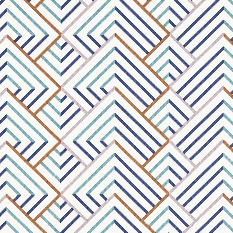 Tissu de décoration Semi-panama losanges modernes – blanc/bleu, image number 1