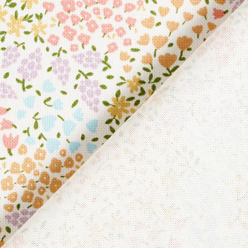 Tissu de décoration Semi-panama Fleurettes colorées – ivoire/rose, image number 4