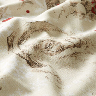 Tissu de décoration sergé coton Noël classique – beige/rouge, 