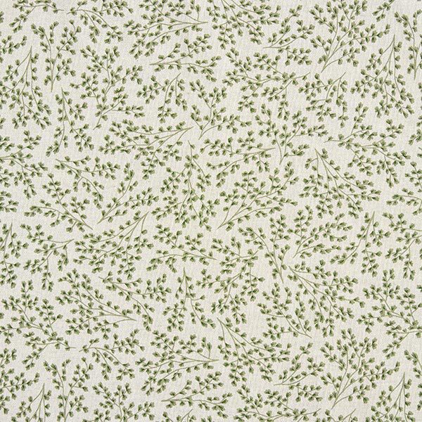 Tissu de décoration Semi-panama Rinceaux de feuilles fins – nature/vert tilleul,  image number 1