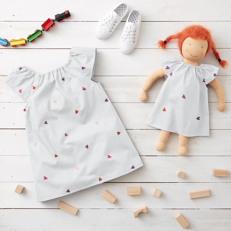 Tissu double gaze de coton Coeurs brodés | Poppy Fabrics – blanc/rosé, image number 5