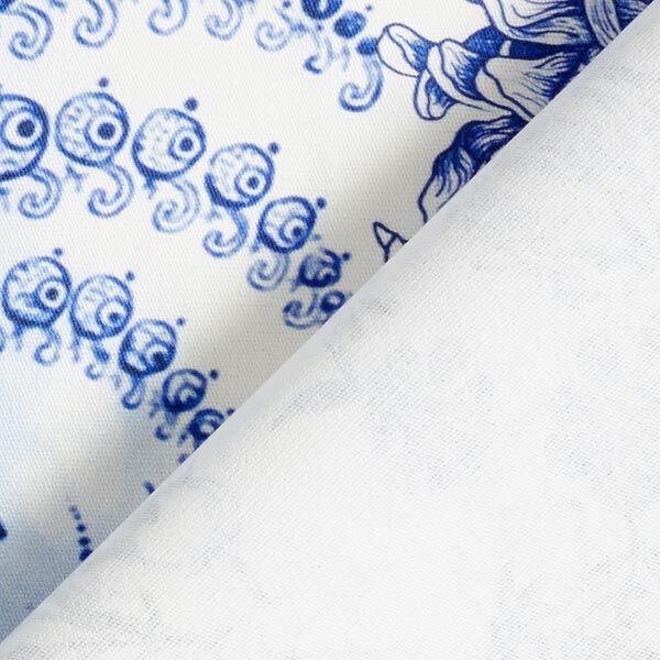Tissu de décoration Canvas fleurs opulentes 280 cm – bleu roi/blanc,  image number 4