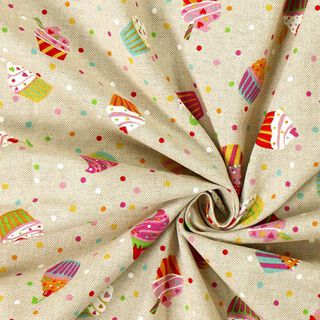 Tissu de décoration Semi-panama Muffins multicolores – nature, 