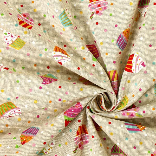 Tissu de décoration Semi-panama Muffins multicolores – nature,  image number 2