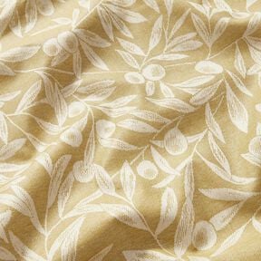 Coton enduit Jacquard tissu enduit motif olives – jaune olive/beige clair, 