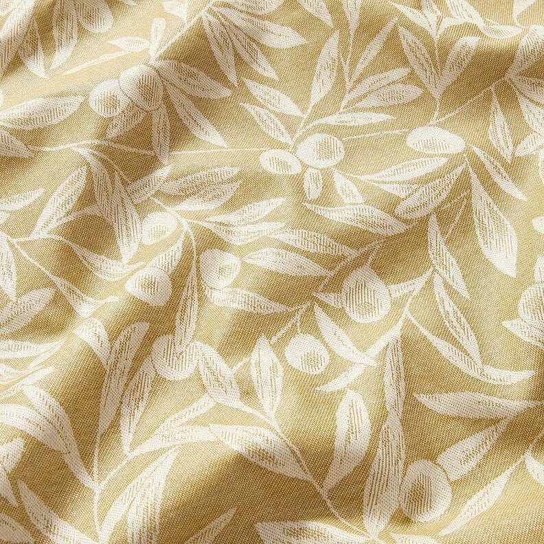 Coton enduit Jacquard tissu enduit motif olives – jaune olive/beige clair,  image number 2