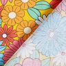 Tissu en coton Cretonne Grandes fleurs rétro – turquoise/jaune soleil,  thumbnail number 4