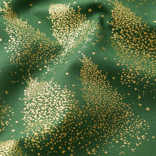 Tissu en coton Popeline Sapins avec poussière d’or – vert/or, 