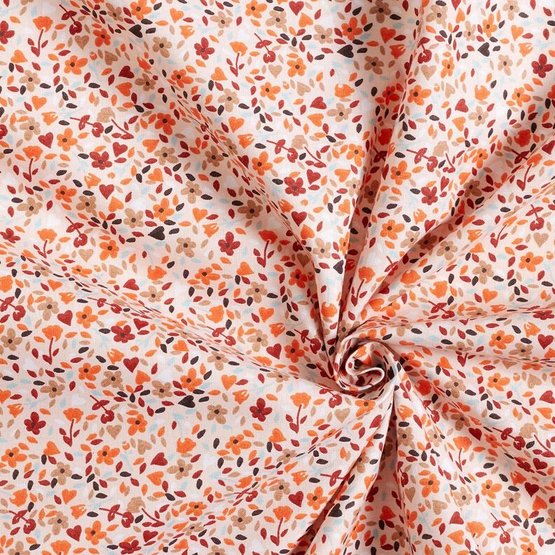 Tissu en coton Cretonne fleurs éparpillées – rosé/orange pêche,  image number 3