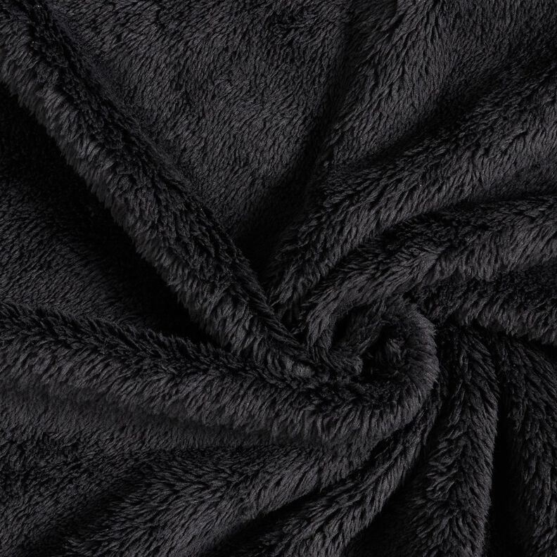Fourrure synthétique Tissu peluche uni – noir,  image number 1