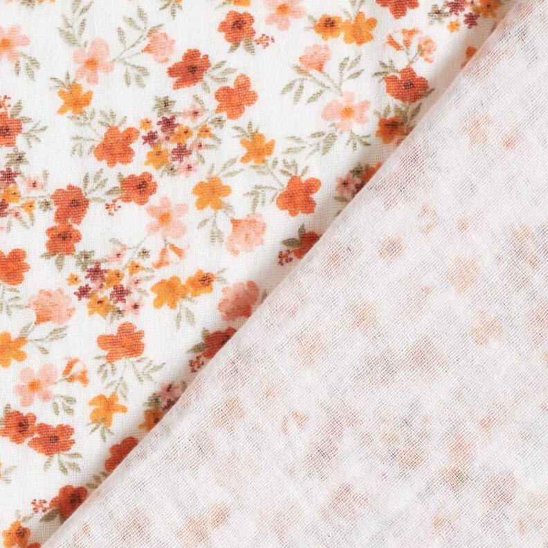 GOTS Tissu double gaze de coton Petites fleurs Impression numérique – écru,  image number 4