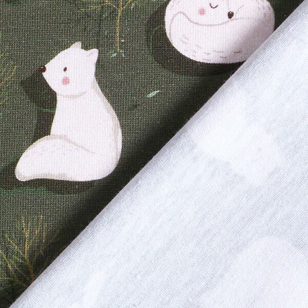 Jersey de coton bio Renard des neiges et marmotte Impression numérique – pin foncé,  image number 4