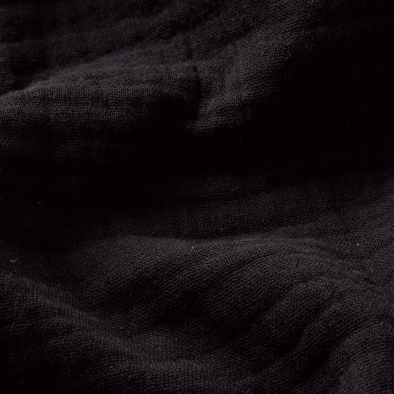 Tissu triple gaze de coton Uni – noir,  image number 2