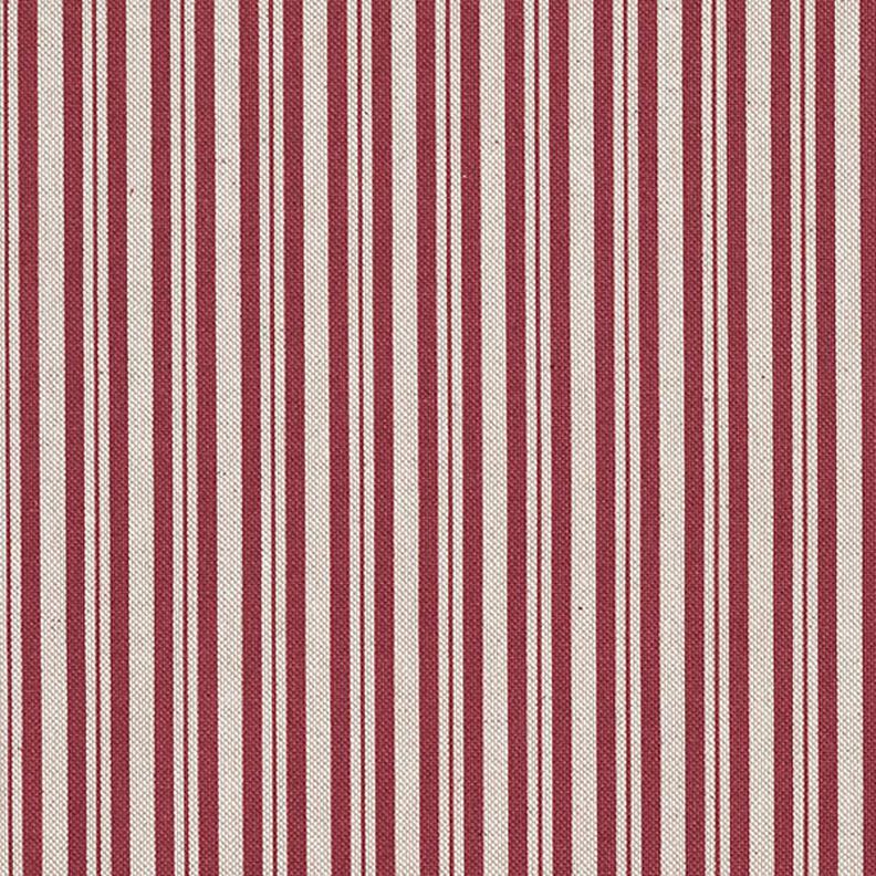 Tissu de décoration Semi-panama Rayures fines – rouge bordeaux/nature,  image number 1