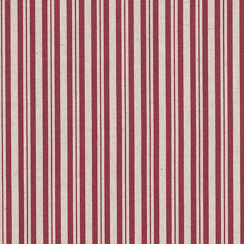 Tissu de décoration Semi-panama Rayures fines – rouge bordeaux/nature,  image number 1