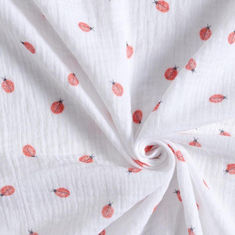 Tissu double gaze de coton Coccinelles Impression numérique | Poppy Fabrics – blanc,  image number 3