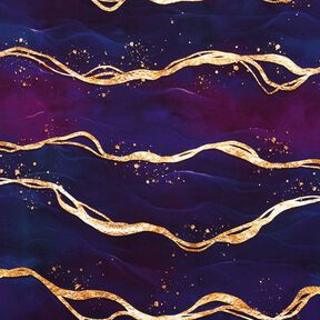 Jersey coton Marbre de rêve | Glitzerpüppi  – lilas rouge/or ancien, 