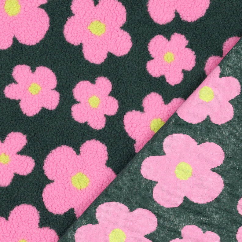 Ourson Fleurs | Poppy Fabrics – vert foncé/rose vif,  image number 5