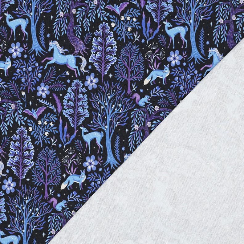 French Terry Sweat d’été Forêt de conte de fée Impression numérique | Poppy Fabrics – bleu, image number 4