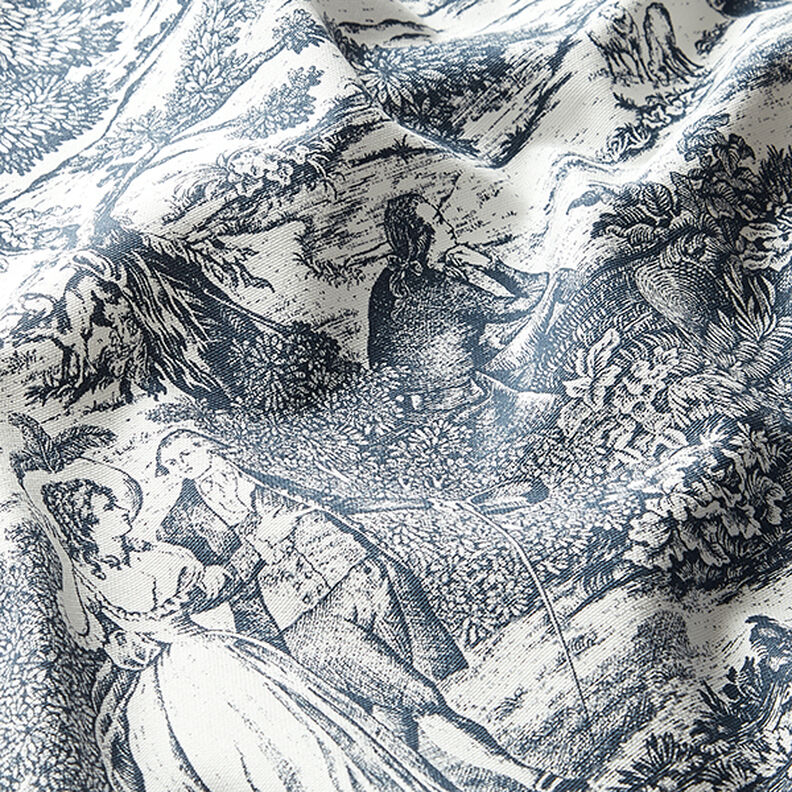 Tissu de décoration Semi-panama Toile de Jour – bleu marine/écru,  image number 2