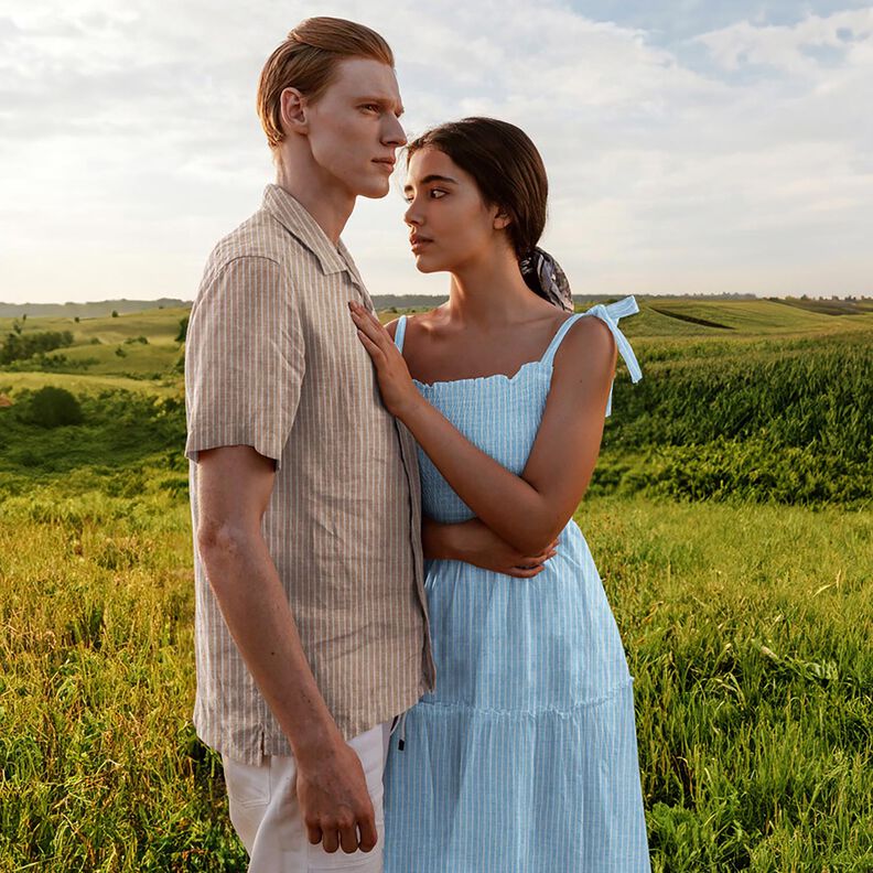 Tissu double gaze de coton Rayures en fil teint&eacute; | Poppy Fabrics &ndash; bleu brillant/blanc,  image number 5