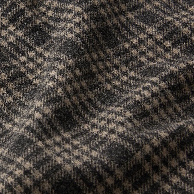 Maille pour manteau stretch à carreaux – noir/beige, image number 2