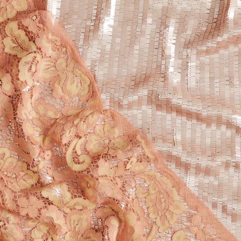 Dentelle Fleurs romantiques – saumon/jaune vanille,  image number 5