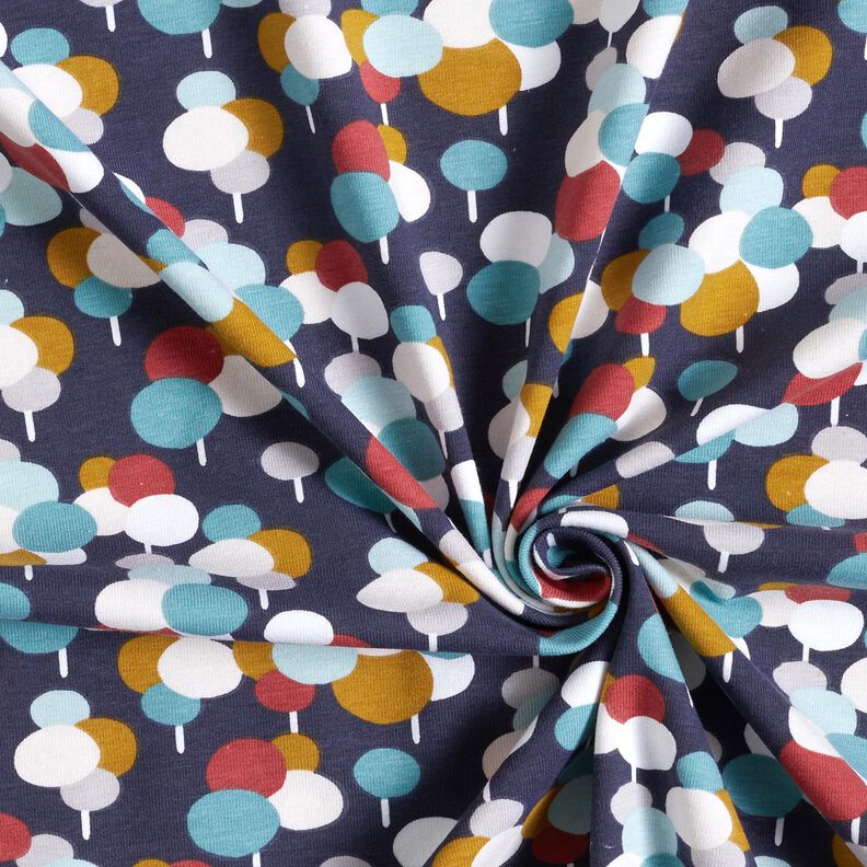 Jersey coton Arbres en petits points – bleu nuit,  image number 3