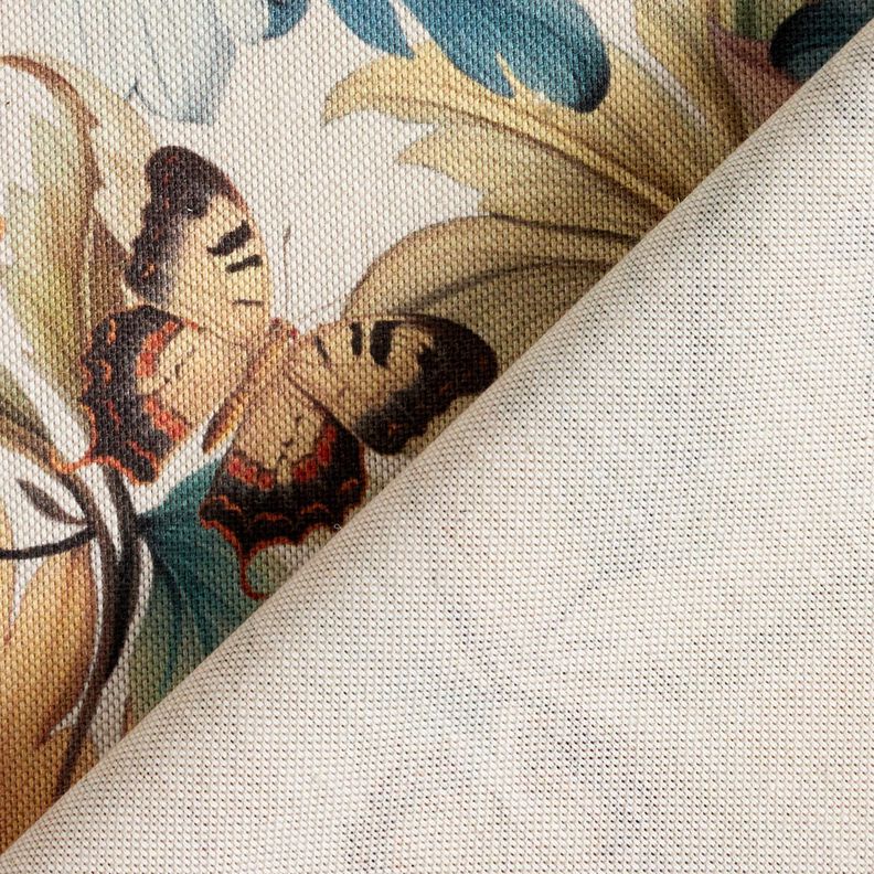 Tissu de décoration Semi-panama Fleurs et baies – nature/caramel,  image number 4