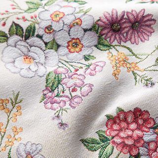 Tissu décoratif Gobelin fleurs mélangées – écru/mauve, 