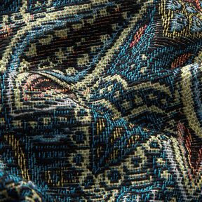 Tissu de décoration Gobelin Mandala Blumen – noir/bleu, 