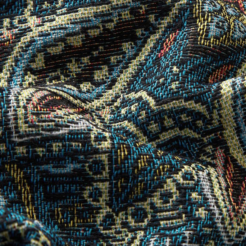 Tissu de décoration Gobelin Mandala Blumen – noir/bleu,  image number 2