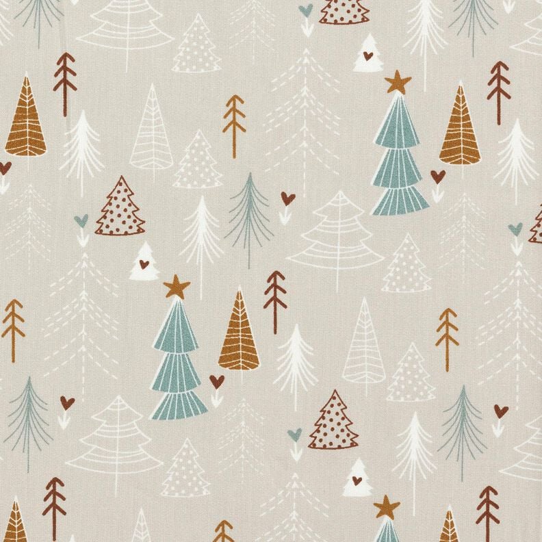 Tissu en coton Popeline Sapins minimalistes – taupe clair,  image number 1