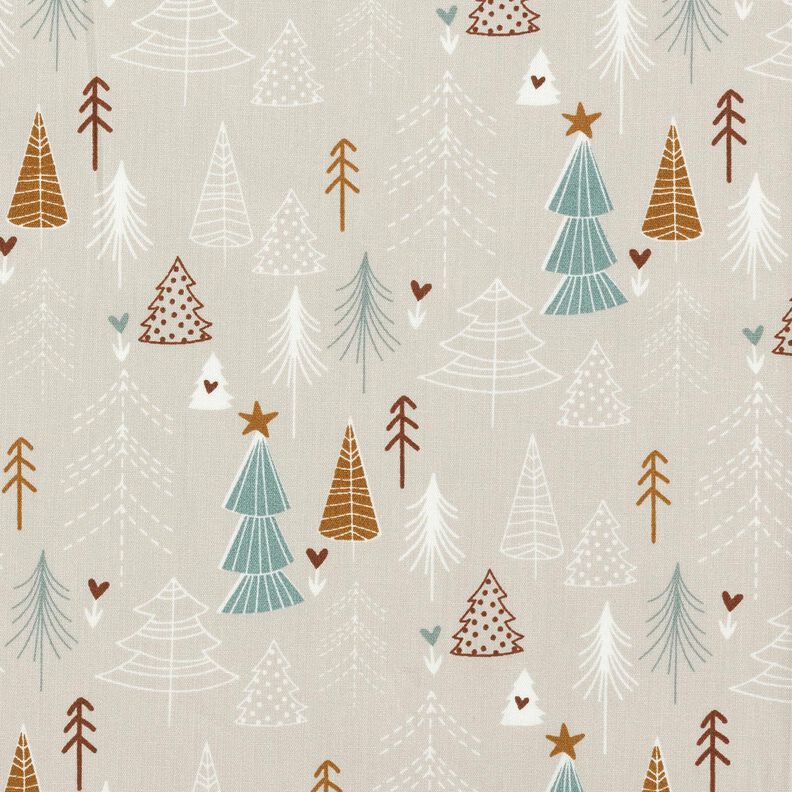 Tissu en coton Popeline Sapins minimalistes – taupe clair, image number 1