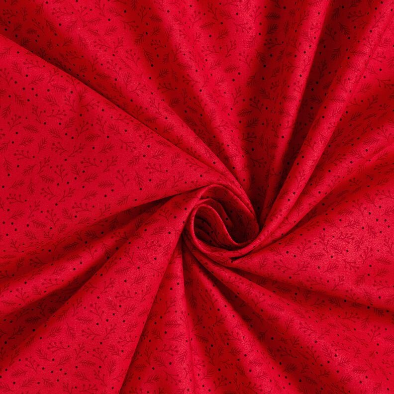 Tissu en coton Popeline Branches festives – rouge foncé, image number 3