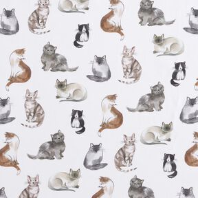 Popeline coton Chats heureux Impression num&eacute;rique | Poppy Fabrics &ndash; blanc, 