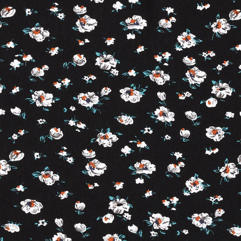 Tissu en viscose Pluie de fleurs – noir, image number 1