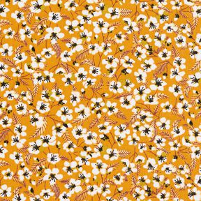 Coton enduit Fleurs – jaune curry/blanc, 
