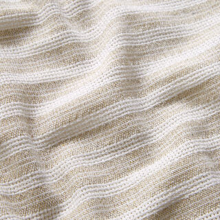 Tissu de coton Structure quadrillée à rayures horizontales – beige/blanc, 