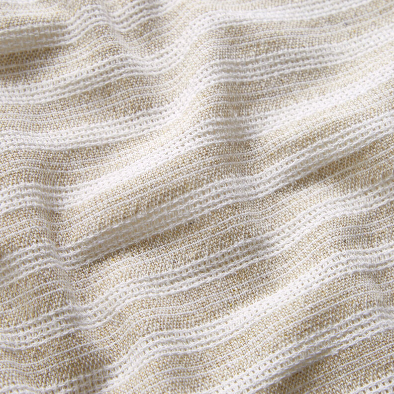 Tissu de coton Structure quadrillée à rayures horizontales – beige/blanc,  image number 2