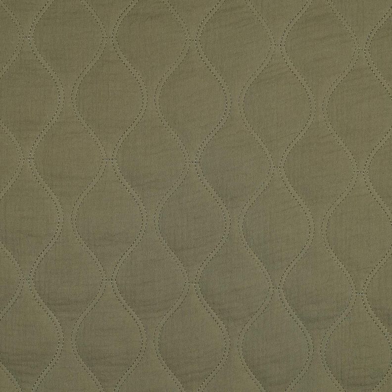 Tissu matelassé Tissu gaze de coton Vagues – kaki clair, image number 1