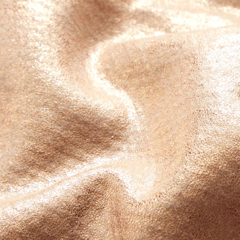 Tissu pour manteau côté fourrure et reflets dorés – noix de cajou/or rose métallisé,  image number 2