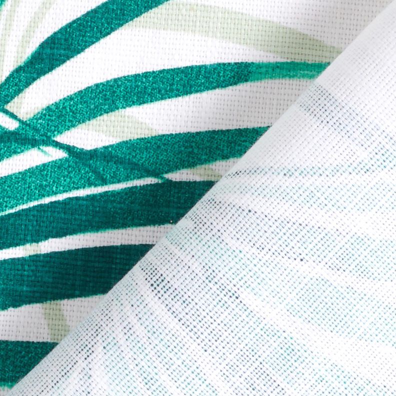 Tissu de décoration Panama Palmwedel – blanc/vert émeraude, image number 4