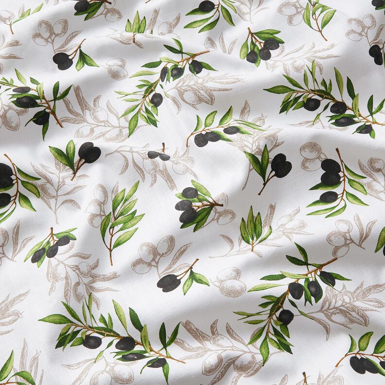 Tissu de décoration Panama Olives – blanc/noir,  image number 2