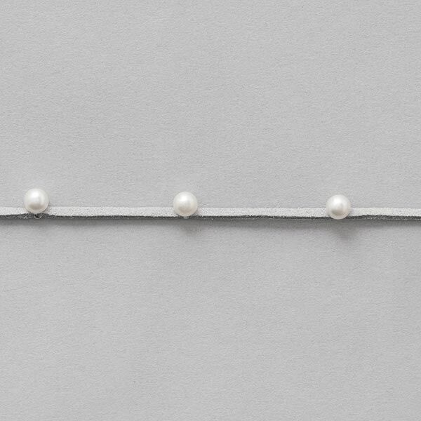 Ruban imitation cuir avec perles [ 3 mm ] – gris,  image number 2