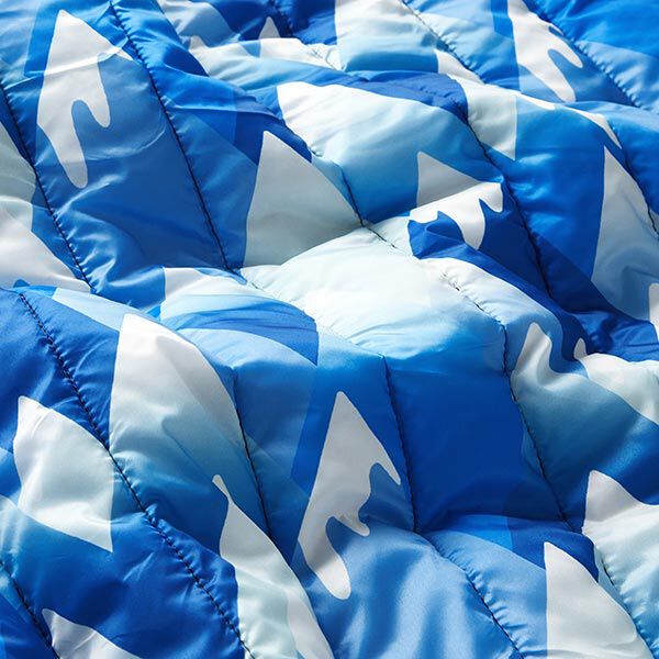 Tissu matelassé Montagnes – bleu roi/blanc,  image number 2