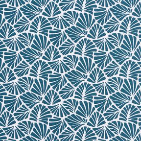 Coton enduit Mini feuilles abstraites – bleu océan/blanc, 