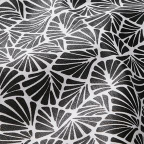 Coton enduit Mini feuilles abstraites – noir/blanc, 