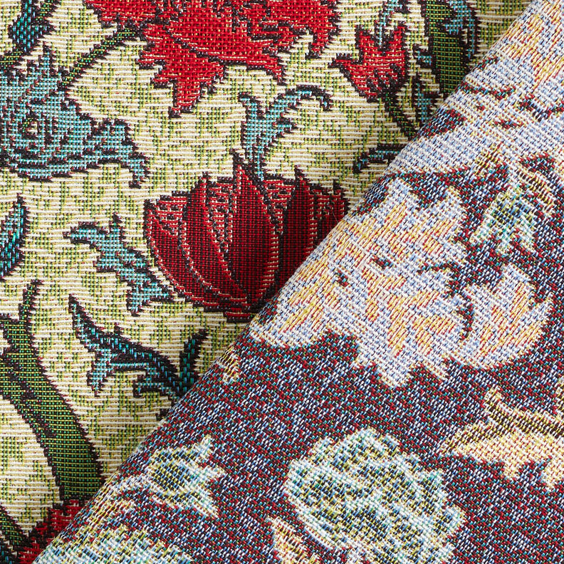 Tissu de décoration Gobelin Pivoines artistiques – beige clair/carmin, image number 5