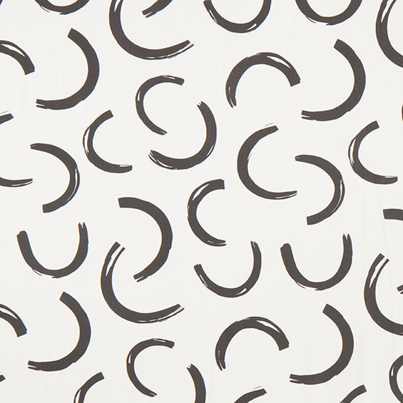 Tissu de décoration Semi-panama Arcs abstraits – ivoire/noir,  image number 1